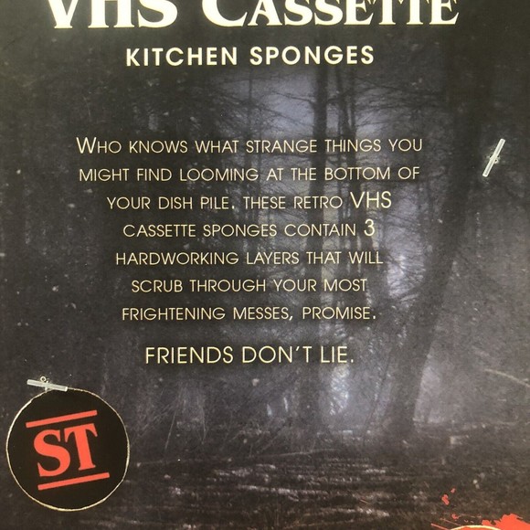 Stranger Things Netflix Retro VHS Video Cassette Kitchen Sponge Set Gag Gift NEW - Picture 5 of 7